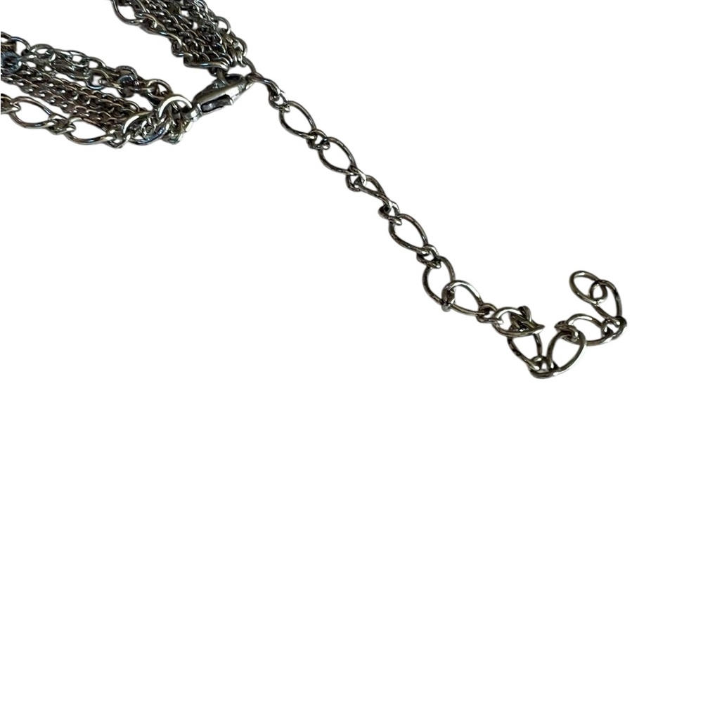 Silvertone Adjustable Long Fringe Statement Neckl… - image 5